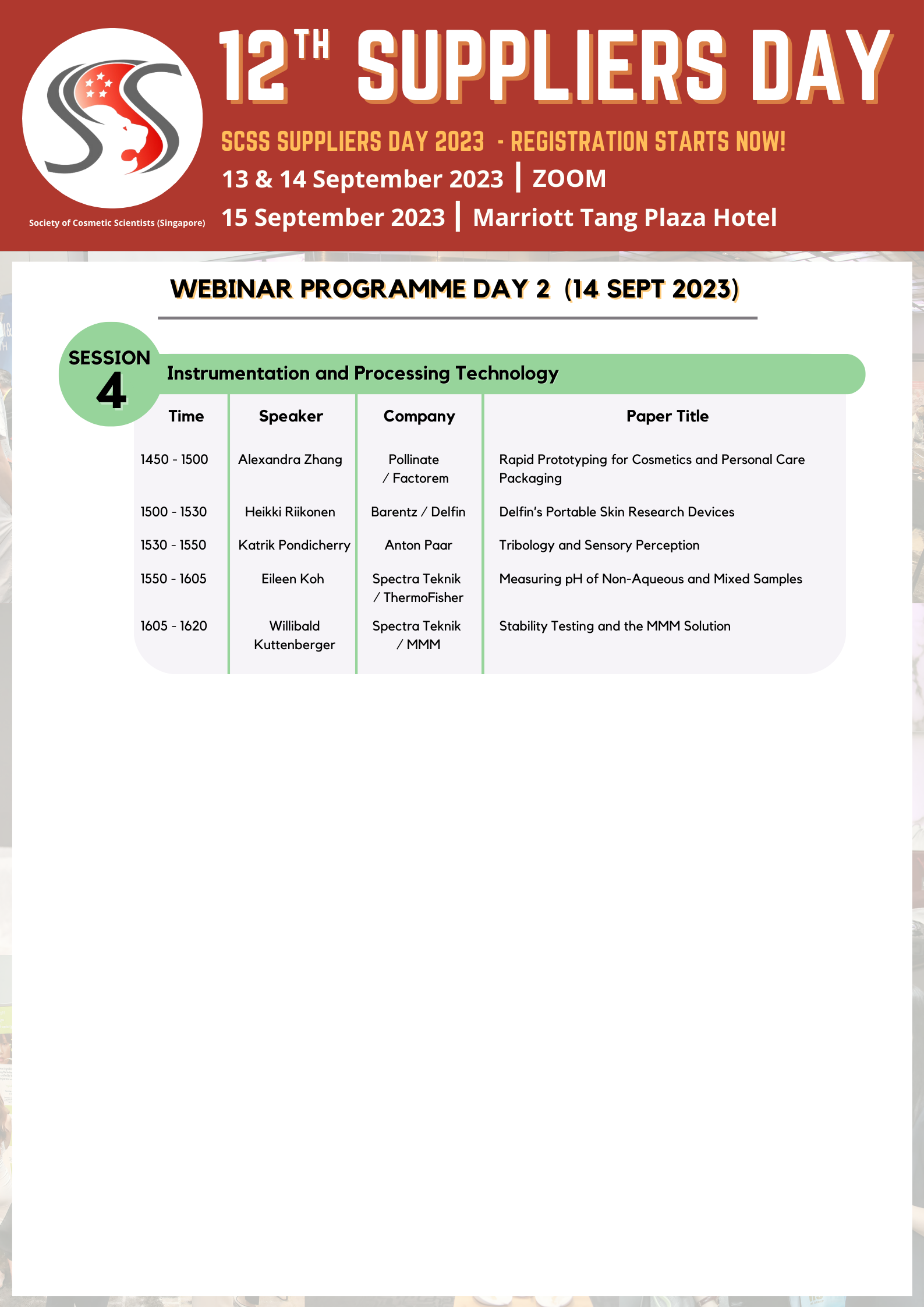 12th Suppliers Day Webinar Schedule Page 3